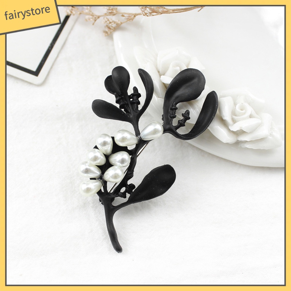 Ghim Cài Áo Hình Lá Đính Ngọc Trai Nhân Tạo Cho Nữ