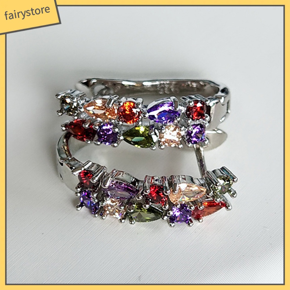 [FRO] Bông Tai Đính Đá Zircon Ngọc Trai Giả Nhiều Màu Sang Trọng Dành Cho Nữ