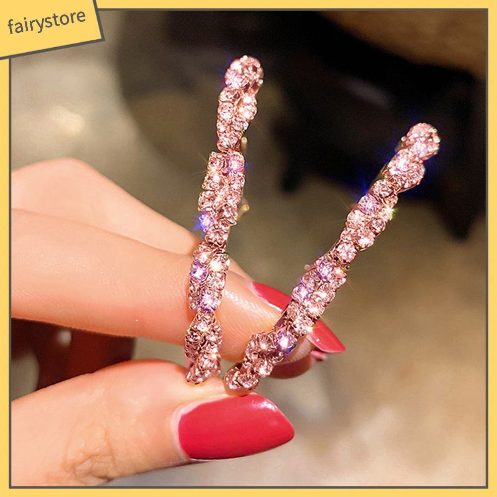 Khuyên Tai Tròn Lớn Đính Đá Thời Trang Dành Cho Nữ