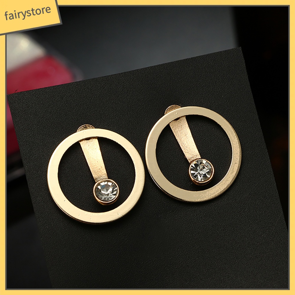 Bông Tai Tròn Hai Mặt Đính Đá Thời Trang Dành Cho Nữ