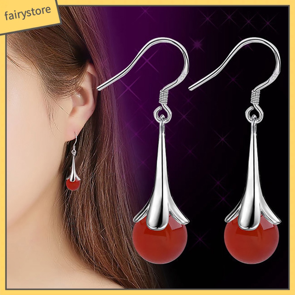 [FRO] Bông Tai Dạng Móc Hình Hoa Kèn Trumpet Dài Quyến Rũ Chống Rỉ Sét Cho Nữ Dự Tiệc