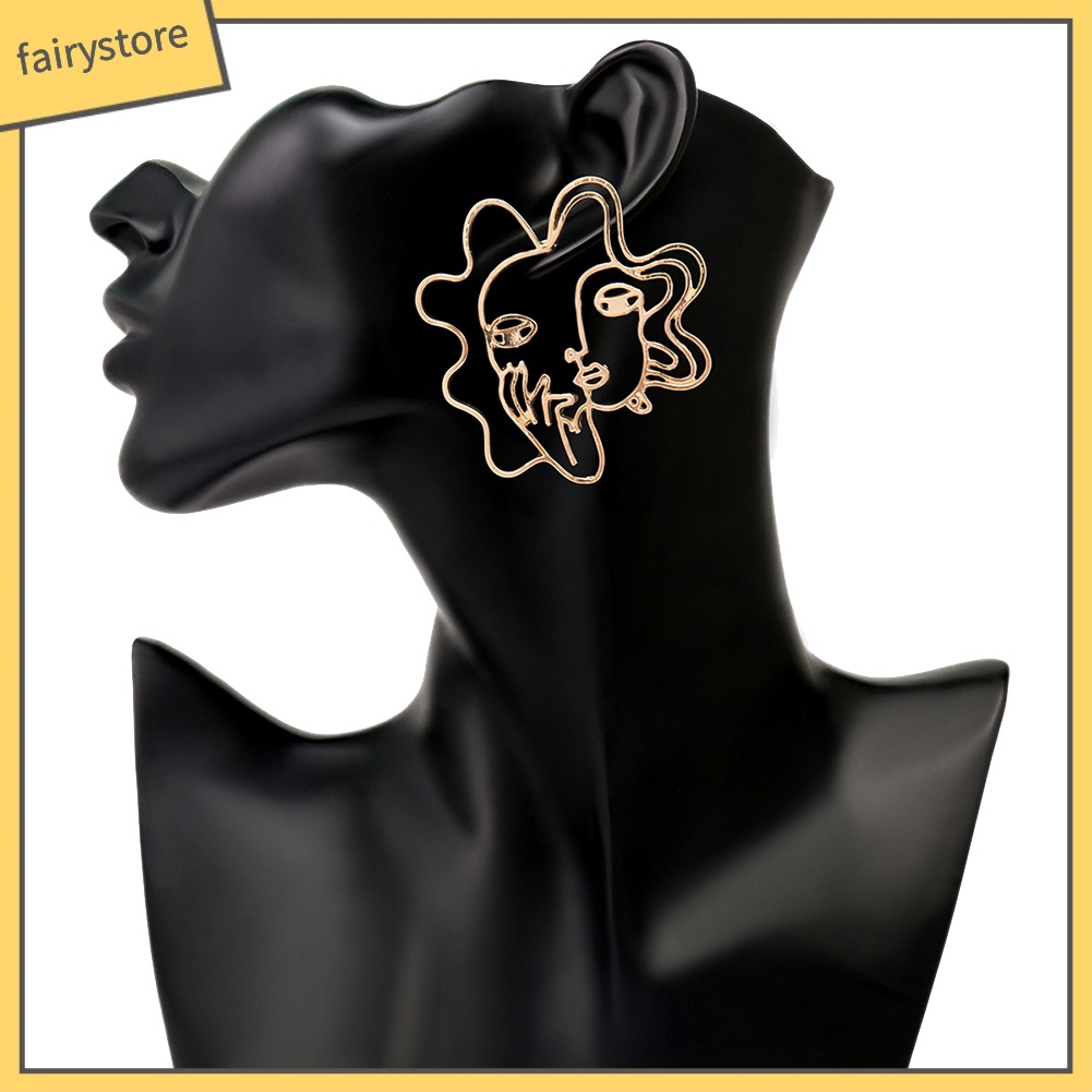 Khuyên Tai Hình Khuôn Mặt Trừu Tượng Sáng Tạo Dành Cho Nữ