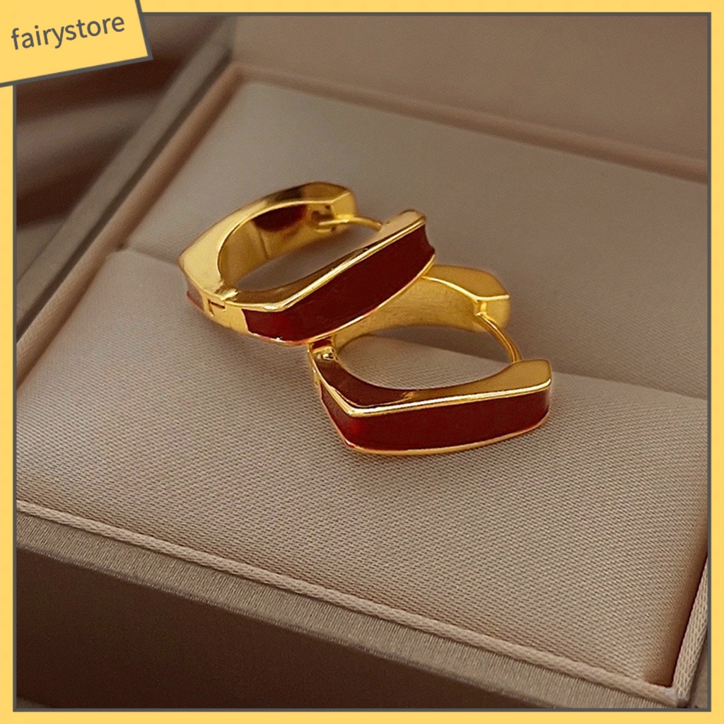 1 Đôi Bông Tai Tròn Mạ Điện Bóng Cao Sang Trọng Thoải Mái Dành Cho Nữ