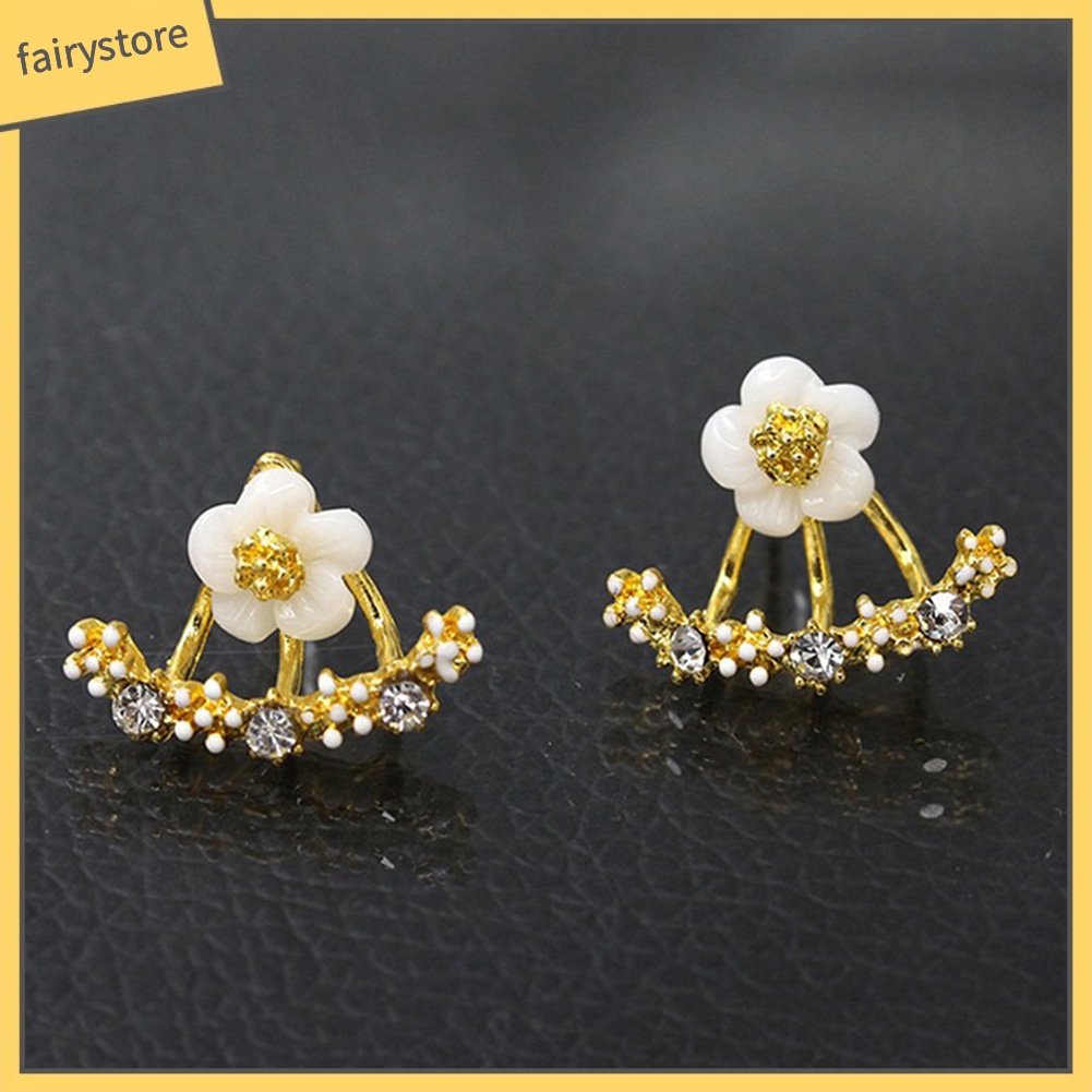 Bông Tai Hình Hoa Cúc Đính Đá Dễ Thương Dành Cho Nữ