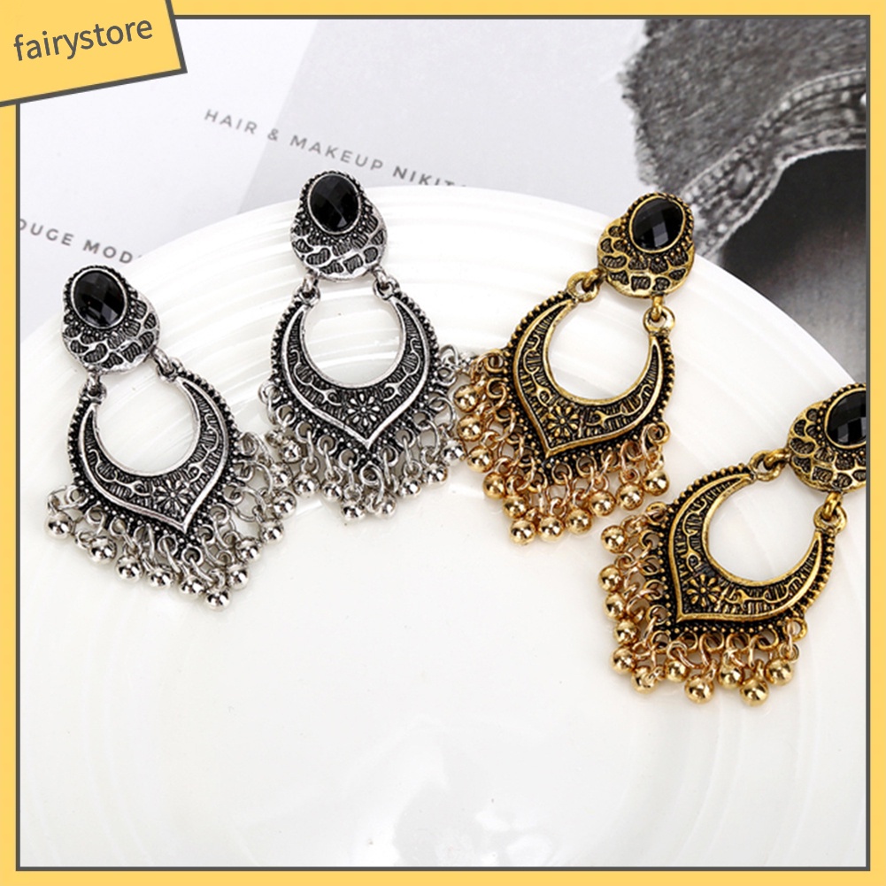 Bông Tai Dáng Dài Phối Tua Rua Phong Cách Cổ Điển Thời Trang Cho Nữ