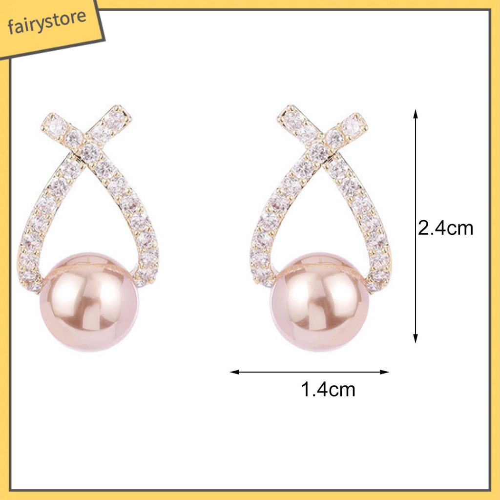 Bông Tai Hình Chữ Thập Đính Đá Trọng Lượng Nhẹ Lâu Trôi Dành Cho Nữ