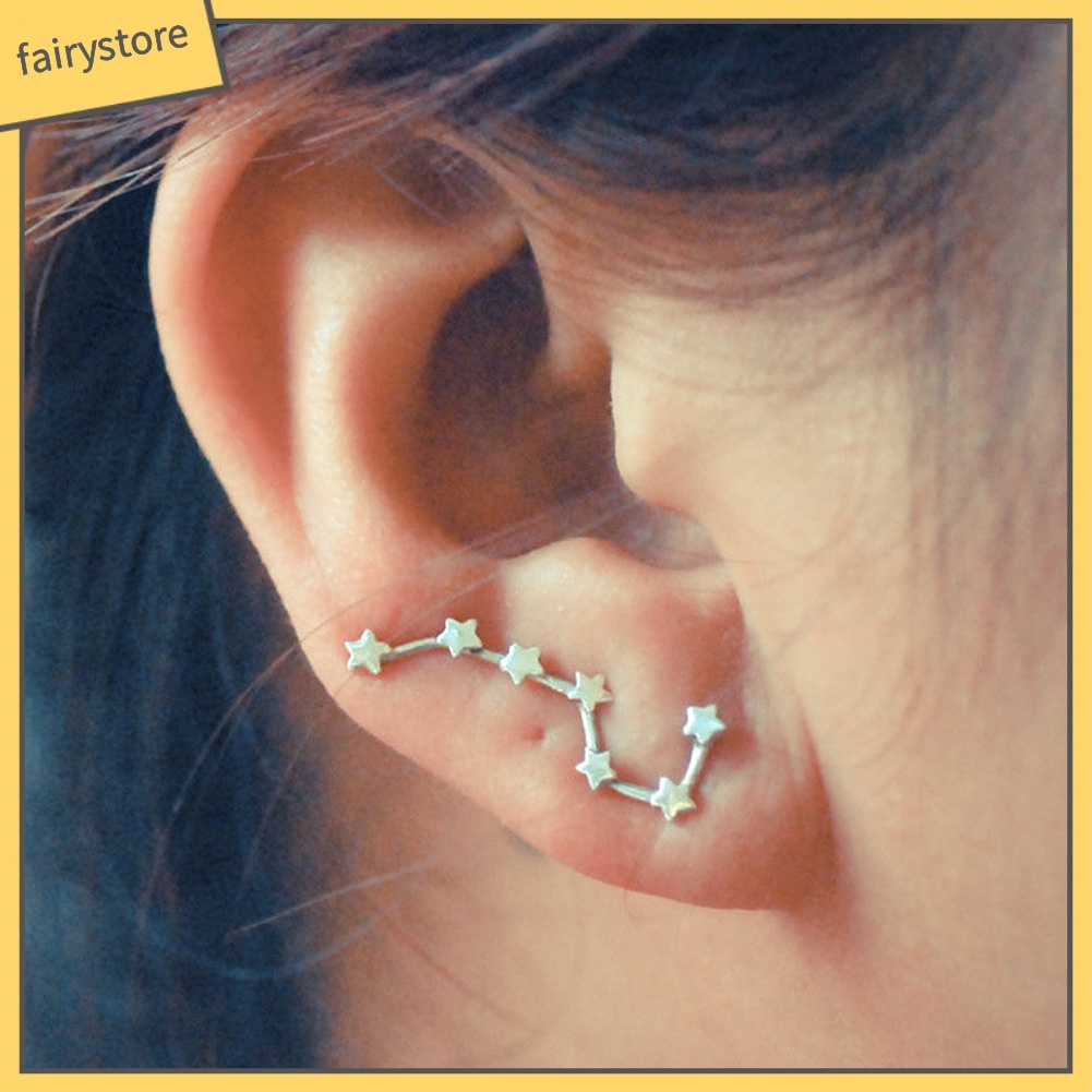 Đôi Khuyên Tai Kẹp Hình Sao Băng Đính Đá Thời Trang Cho Nữ