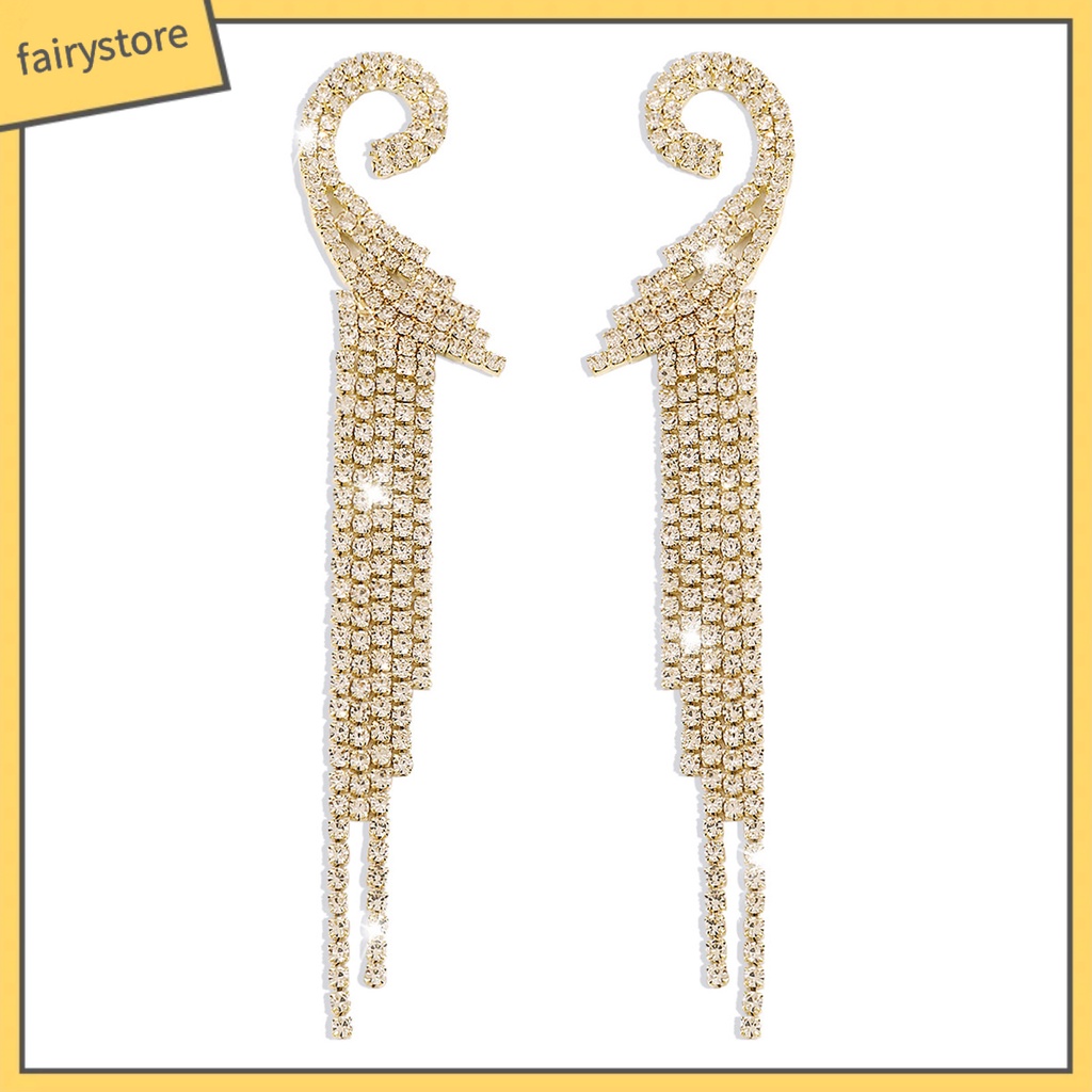 1 Đôi Bông Tai Dáng Dài Đính Đá Phong Cách Bohemian Thời Trang Sang Trọng