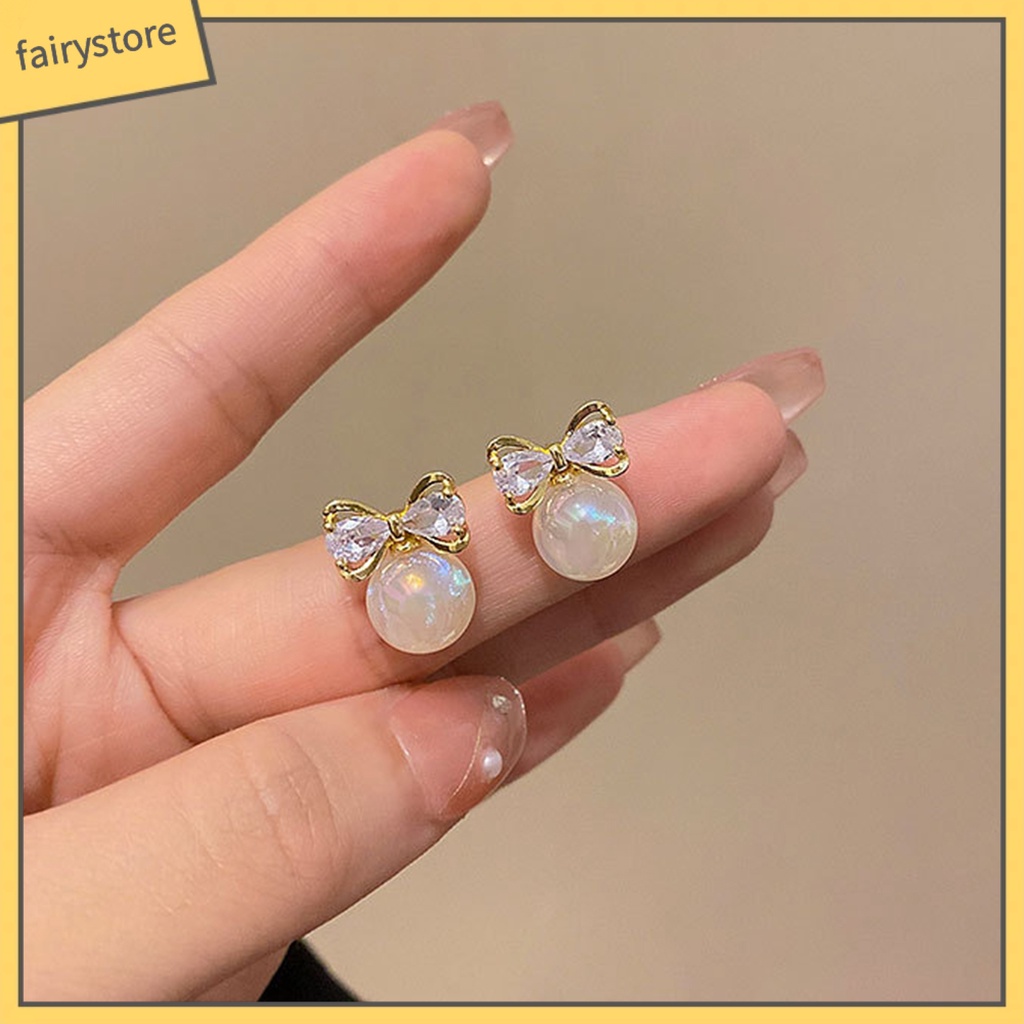 1 Đôi Bông Tai Hình Nơ Bằng Hợp Kim Tinh Tế Thời Trang