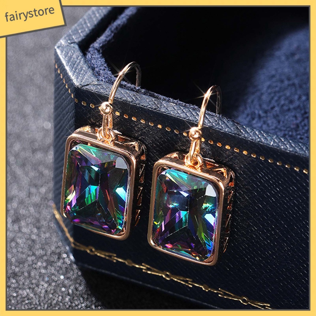 1 Đôi Bông Tai Hình Giọt Nước Đính Đá Zircon Nhiều Màu Sang Trọng