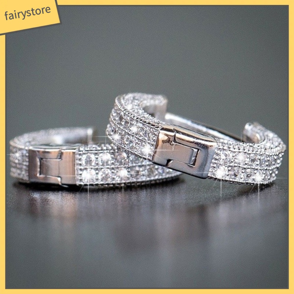 Bông Tai Tròn Đính Đá Lấp Lánh Dành Cho Nữ