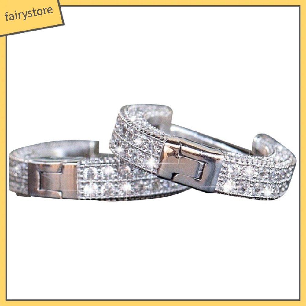 Bông Tai Tròn Đính Đá Lấp Lánh Dành Cho Nữ