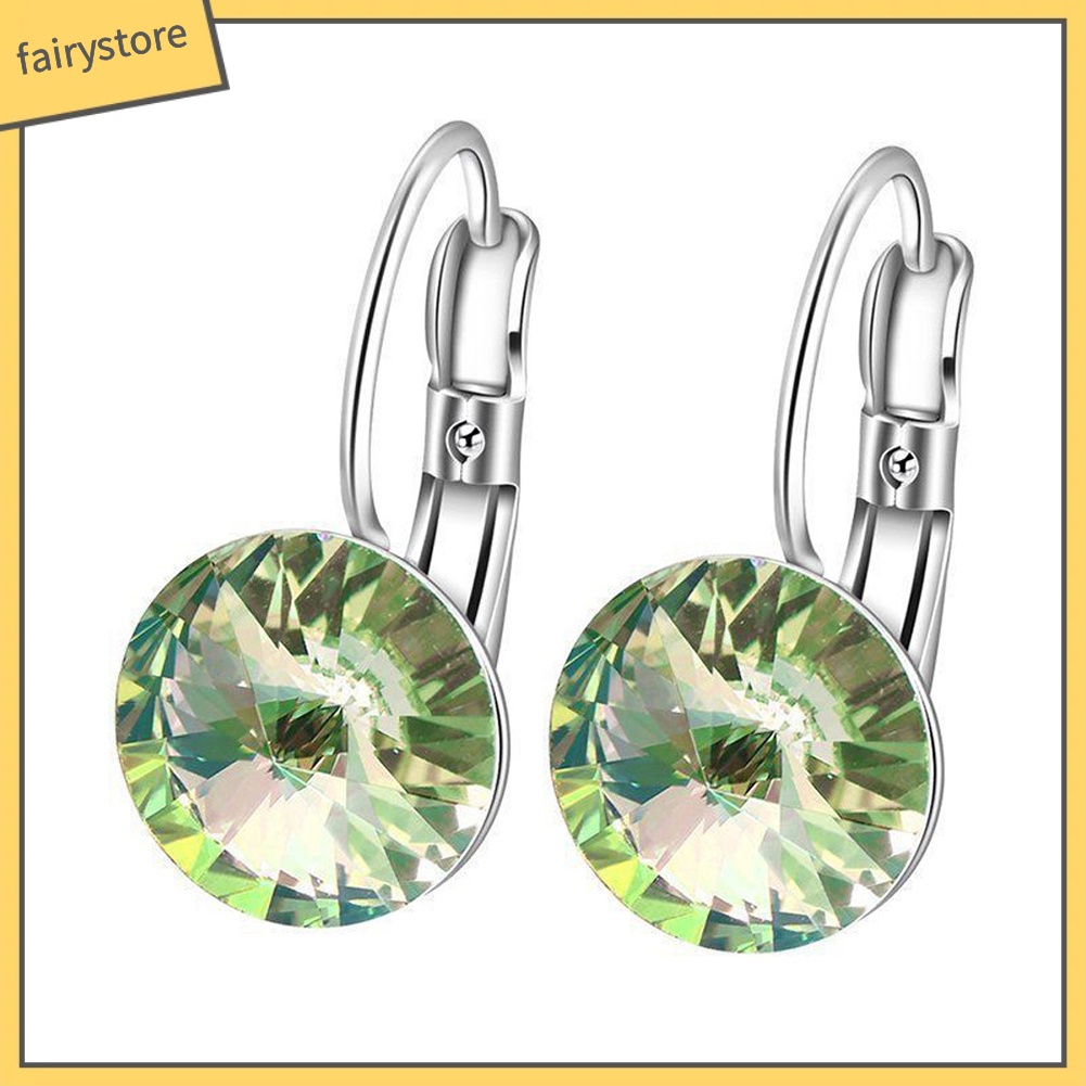 Đôi Bông Tai Hình Tròn Đính Đá Thời Trang Cho Nữ