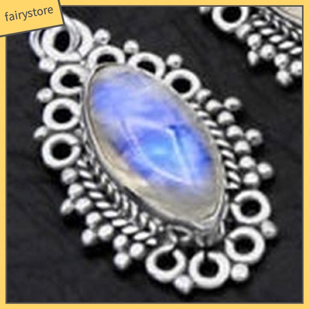 Khuyên Tai Móc Đính Đá Mặt Trăng Nhân Tạo Phong Cách Vintage