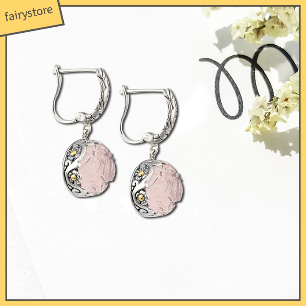 Bông Tai Hình Hoa Đính Đá Mặt Trăng Giả Dành Cho Nữ