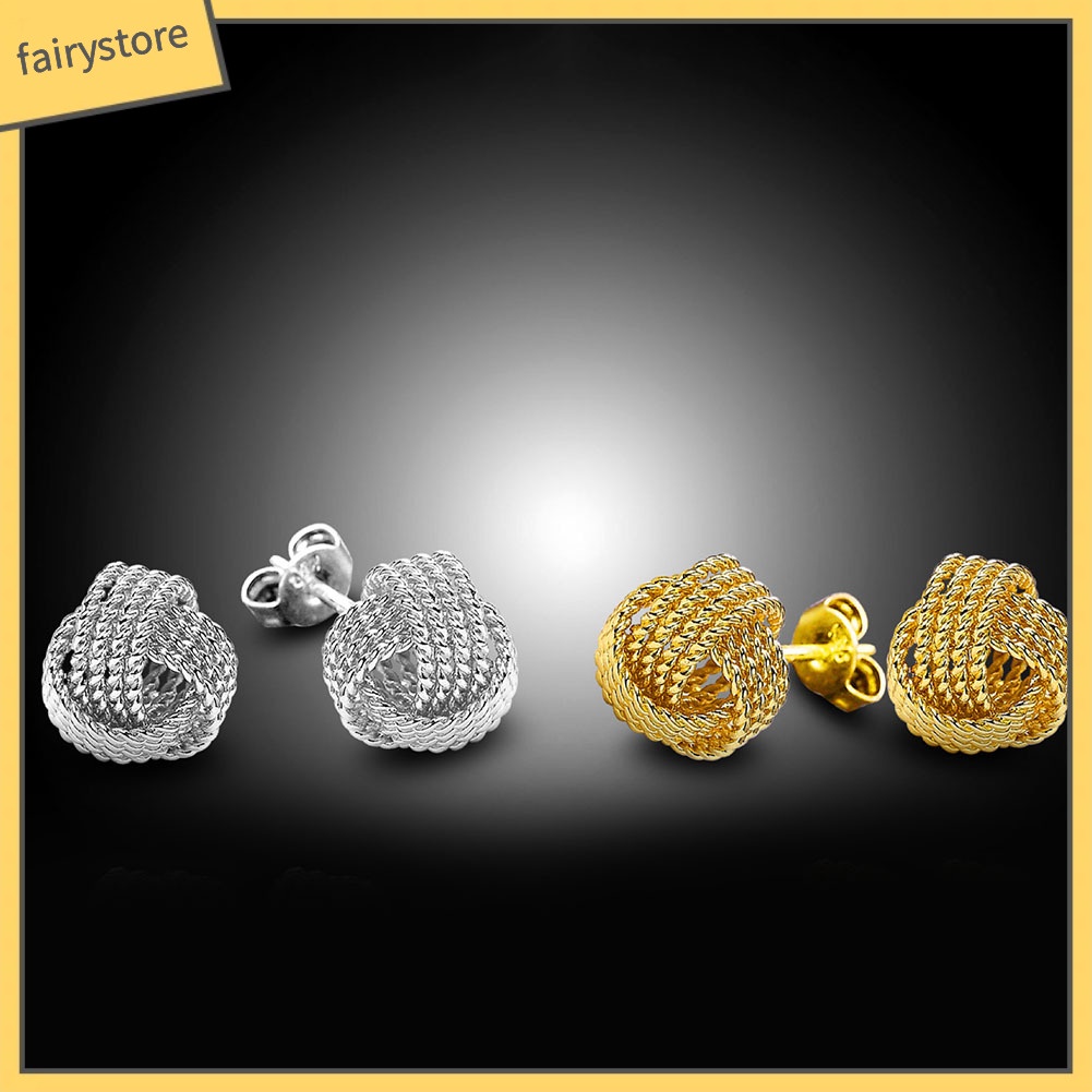 Khuyên Tai Quả Bóng Tròn Thắt Nút Thời Trang Cho Nữ