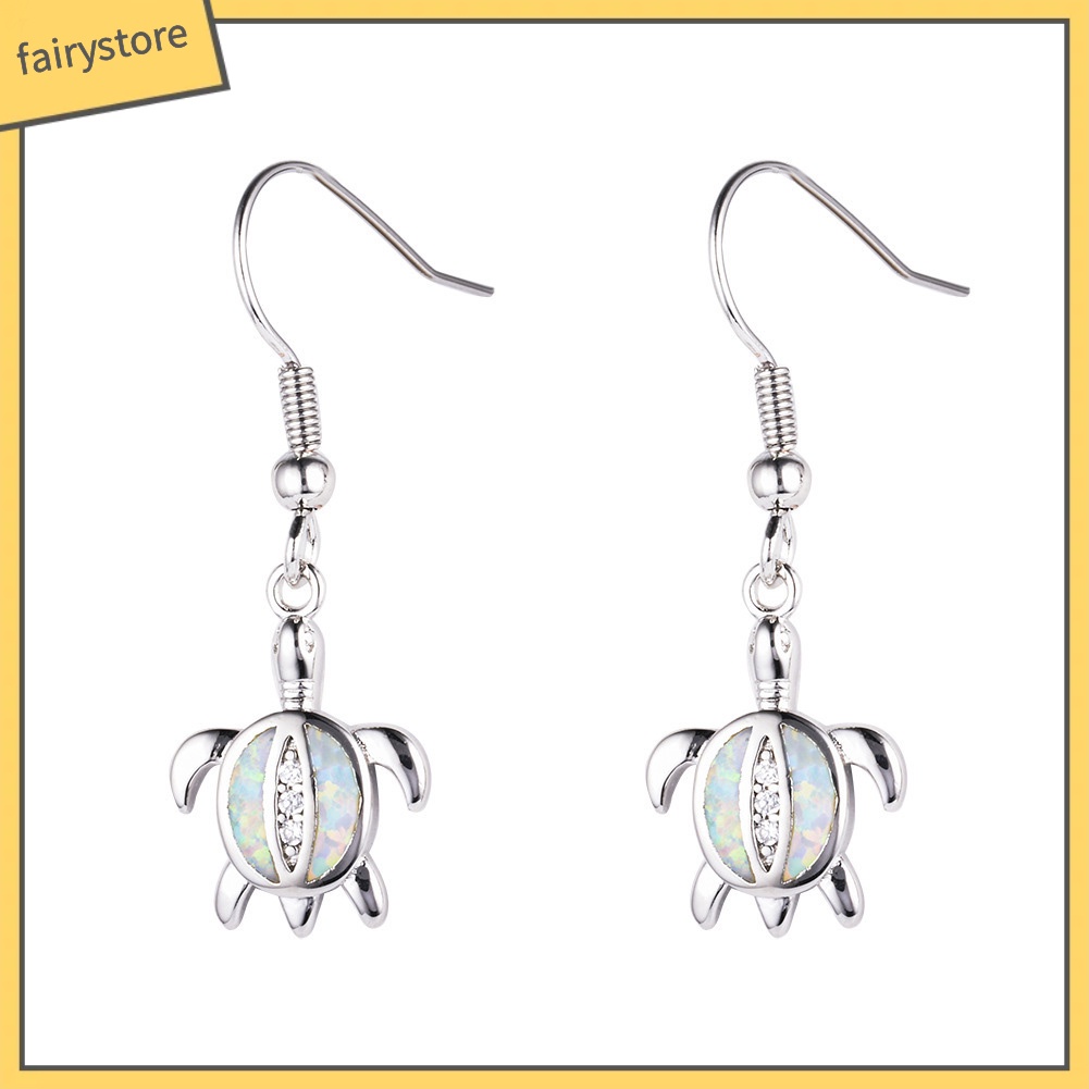 Bông Tai Hình Rùa Đính Đá Opal Dễ Thương Dành Cho Nữ