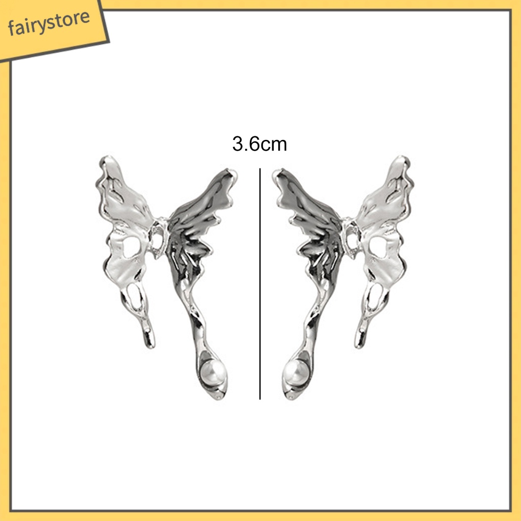 [FRO] 1 Đôi Bông Tai Hình Bướm Nạm Ngọc Trai Giả Bằng Kim Loại Tinh Tế