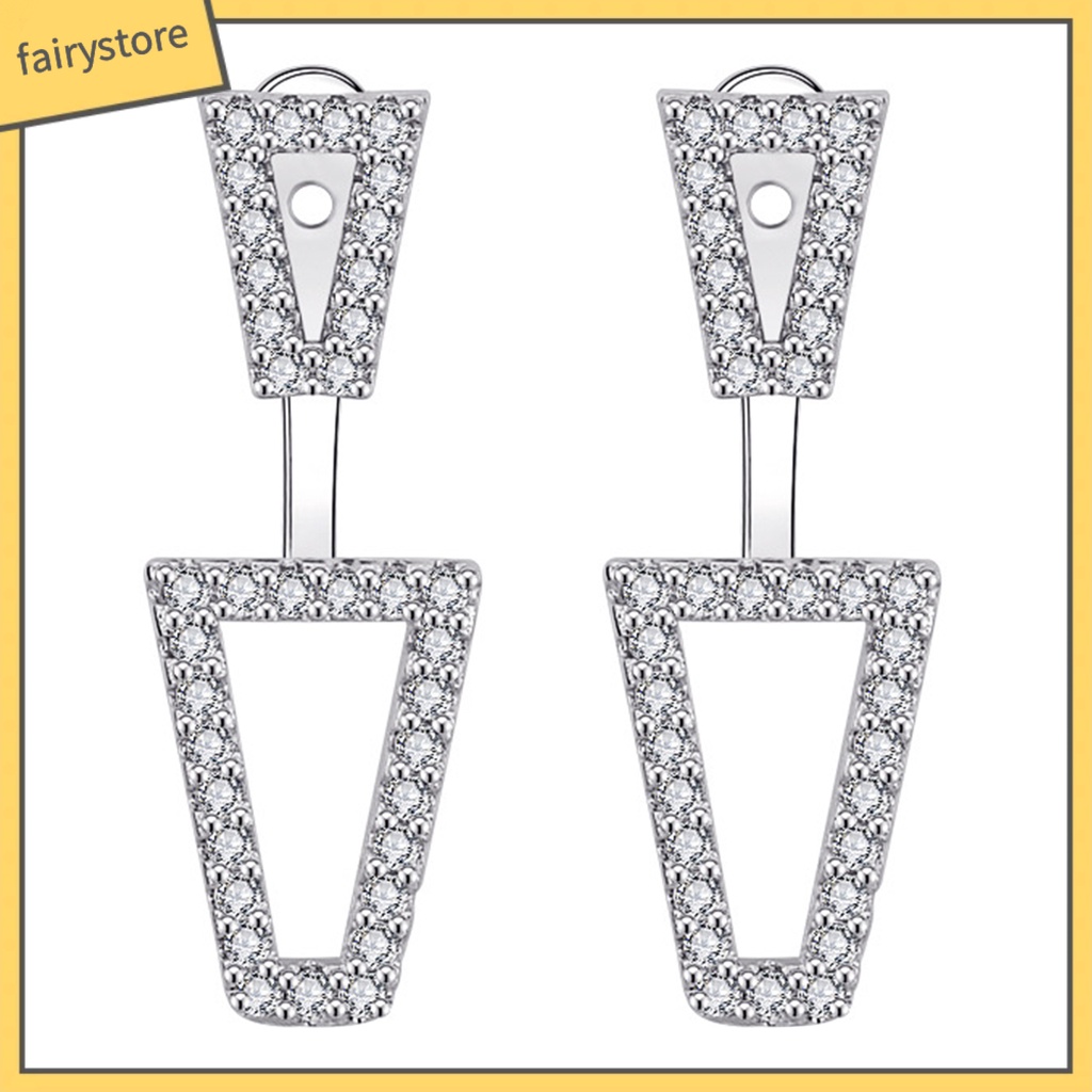 1 Đôi Bông Tai Hình Học Đính Đá Màu Sắc Lấp Lánh Thời Trang Cho Nữ