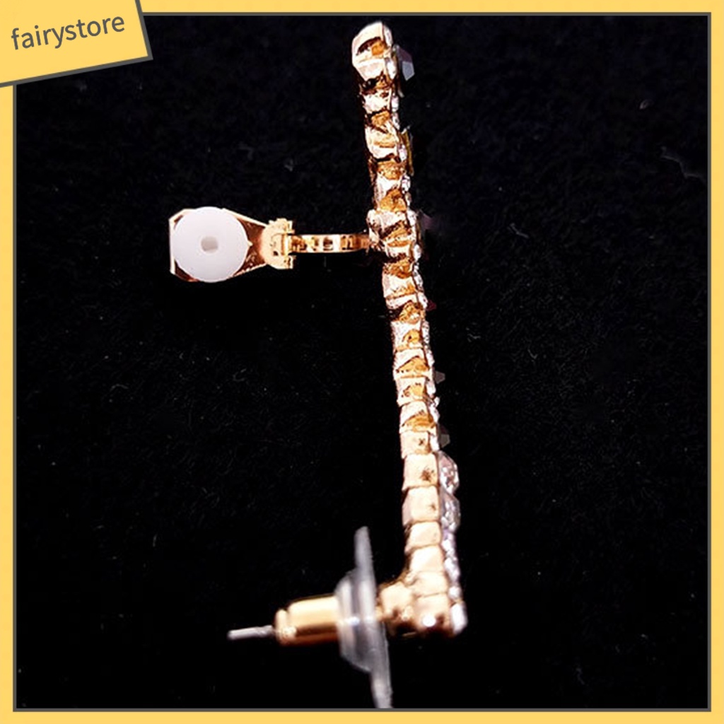 [FRO] 1 Khuyên Tai Tích Hợp Kẹp Đính Đá Hình Bông Tuyết Cho Nữ