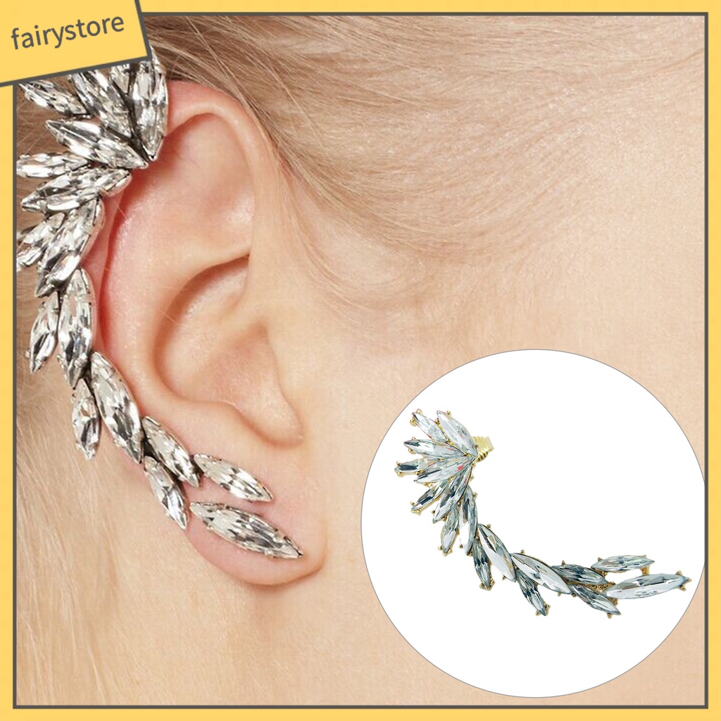 [FRO] 1 Khuyên Tai Tích Hợp Kẹp Đính Đá Thanh Lịch Thời Trang Cho Nữ