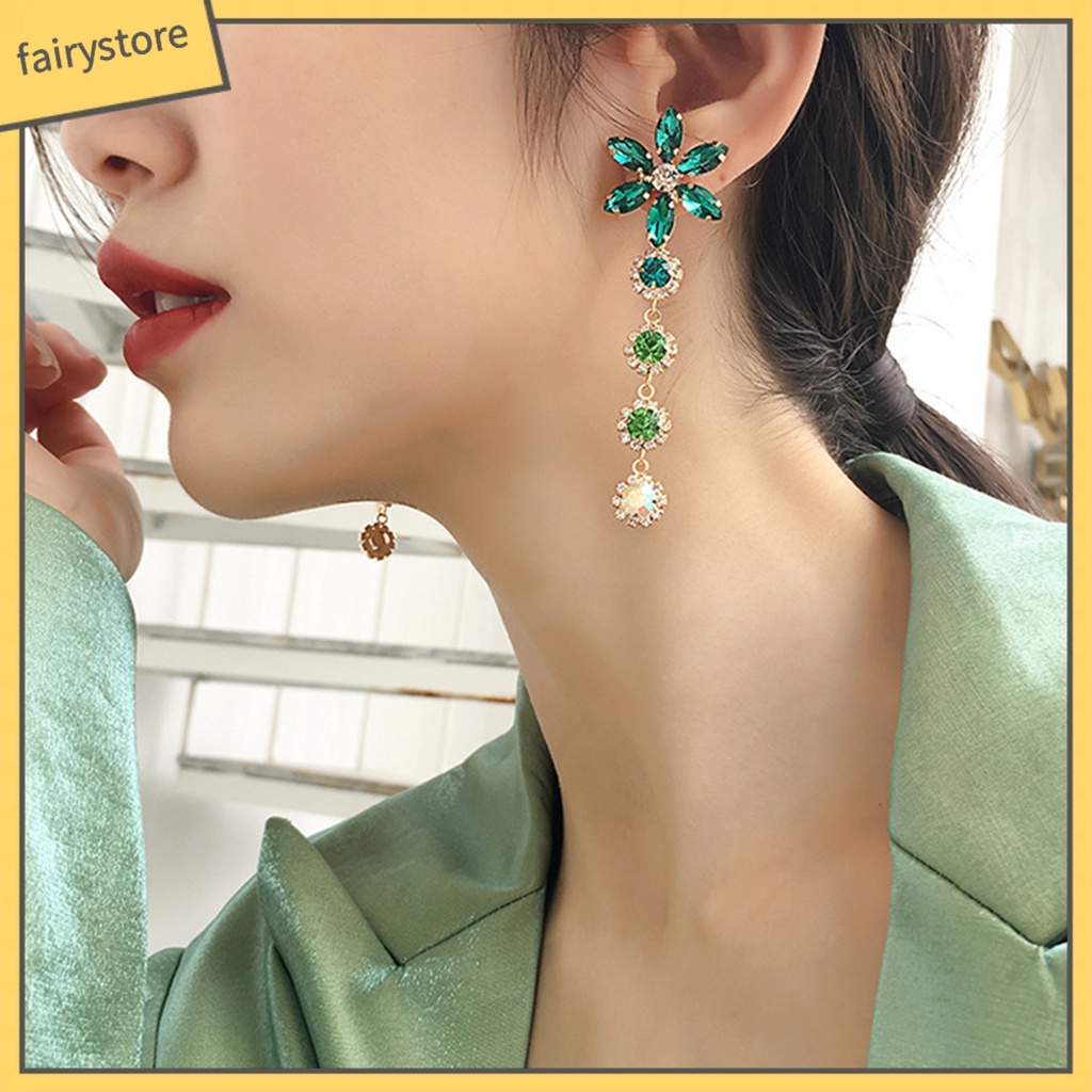 1 Đôi Bông Tai Hình Hoa Đính Đá Lấp Lánh Dành Cho Nữ