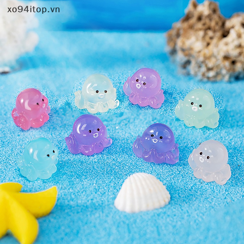 Set 1 / 5 Tượng Bạch Tuộc Dạ Quang Mini Bằng Nhựa Resin Trang Trí Bảng Điều Khiển Xe Hơi