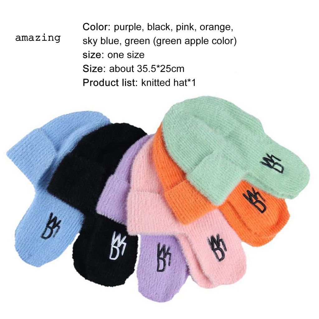 Mũ Len Beanie Dệt Kim Thoáng Khí Bảo Vệ Tai Màu Sắc Tươi Sáng Thời Trang Mùa Đông Cho Nữ