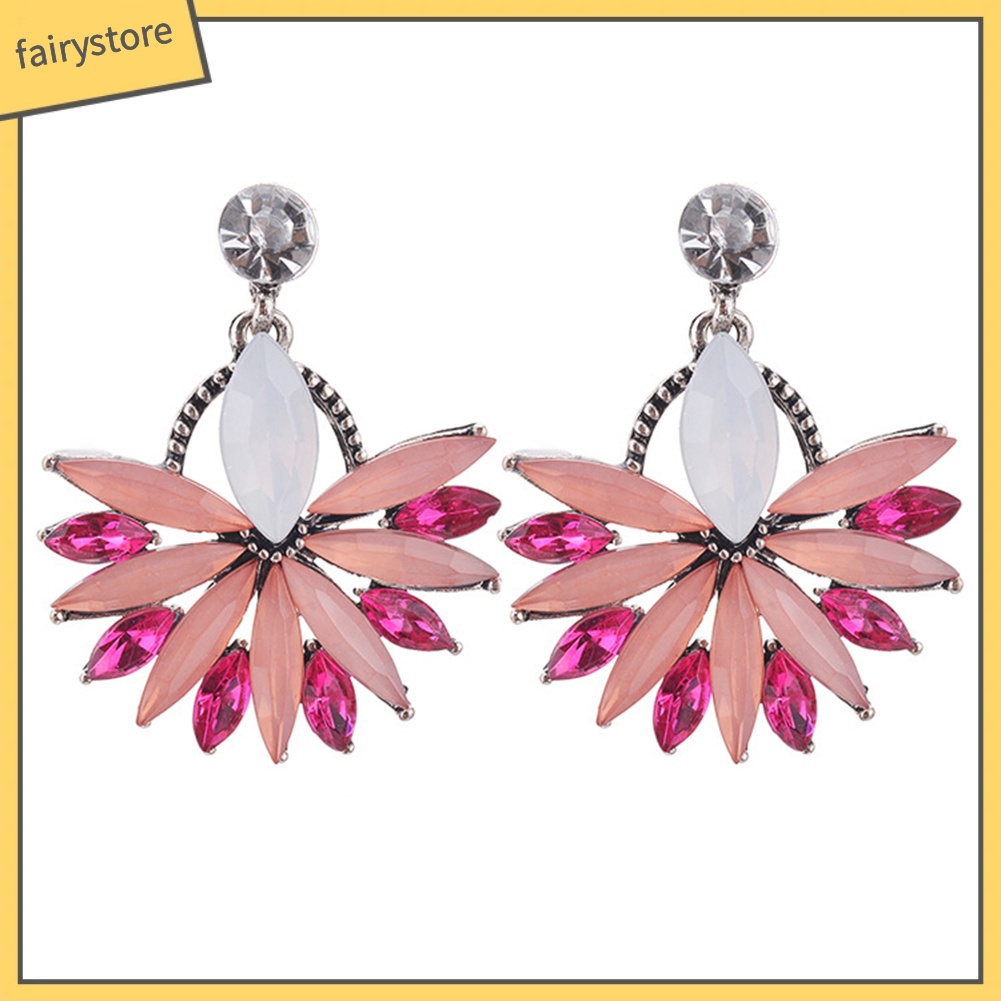 Đôi Khuyên Tai Hình Hoa Đính Đá Phong Cách Boho Thời Trang Cho Nữ