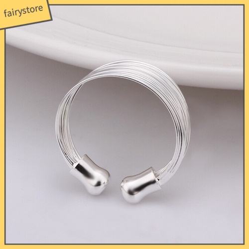Nhẫn Hở Mạ Bạc Nhiều Lớp Có Thể Điều Chỉnh Kích Thước Thời Trang Cho Nữ