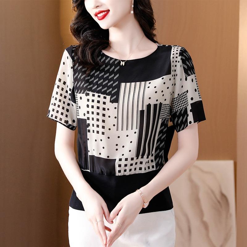 Áo Thun Ngắn Tay Cổ Tròn In Họa Tiết Thời Trang Mùa Hè Cho Nữ