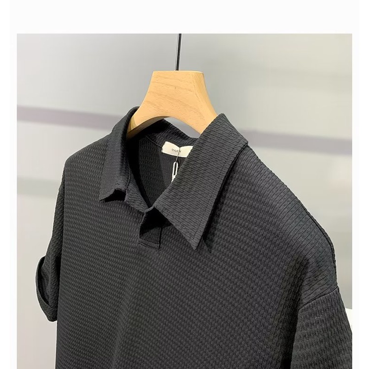 Áo polo Tay Ngắn Màu Trơn Đơn Giản Thời Trang Công Sở Phong Cách Hàn Quốc Cho Nam