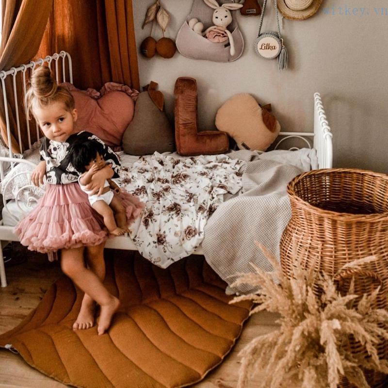 Thảm Cotton Hình Chiếc Lá Độc Đáo Vui Nhộn Cho Bé Chơi