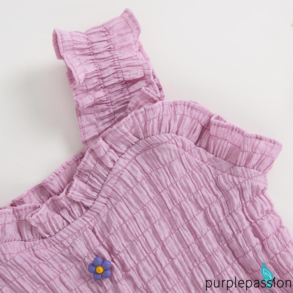 Set Đồ Mùa Hè 2 Món Gồm Áo Ba Lỗ Trơn Màu Và Quần Ngắn Co Giãn Cho Bé Gái