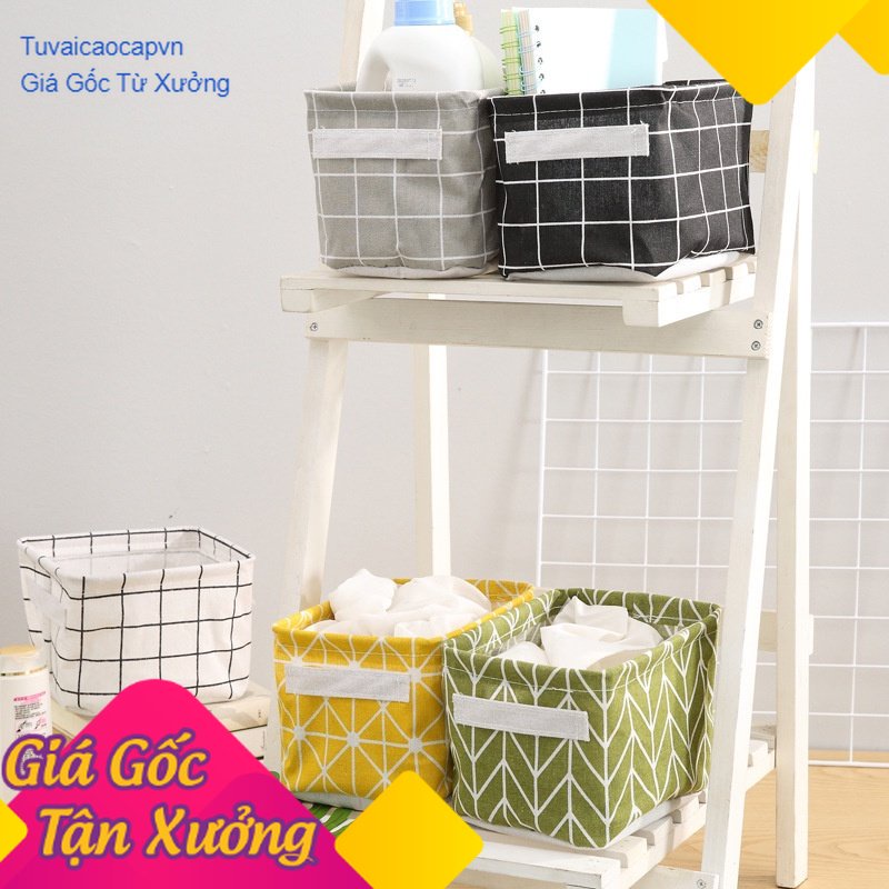 Giỏ vải đa năng, đựng đồ cá nhân, đựng đồ văn phòng, chứa mỹ phẩm để bàn 20*16*14cm - Quà tặng 20-11