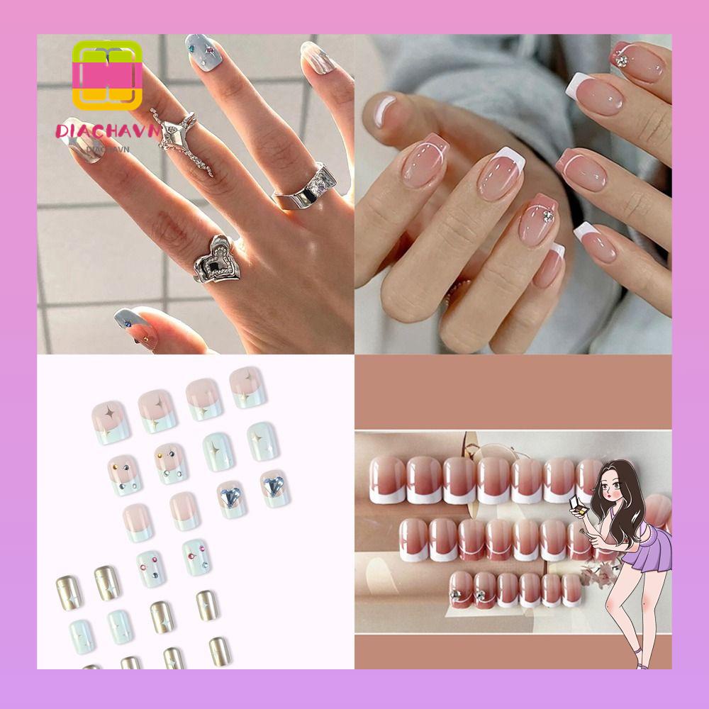 Bộ Móng Tay Giả DIY Che Phủ Toàn Diện Phong Cách Pháp