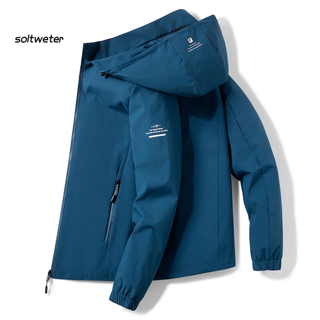 Áo Khoác Màu Trơn Có Nón Phối Túi Có Khóa Kéo Có Thể Tháo Rời Thời Trang Đường Phố Cho Nam