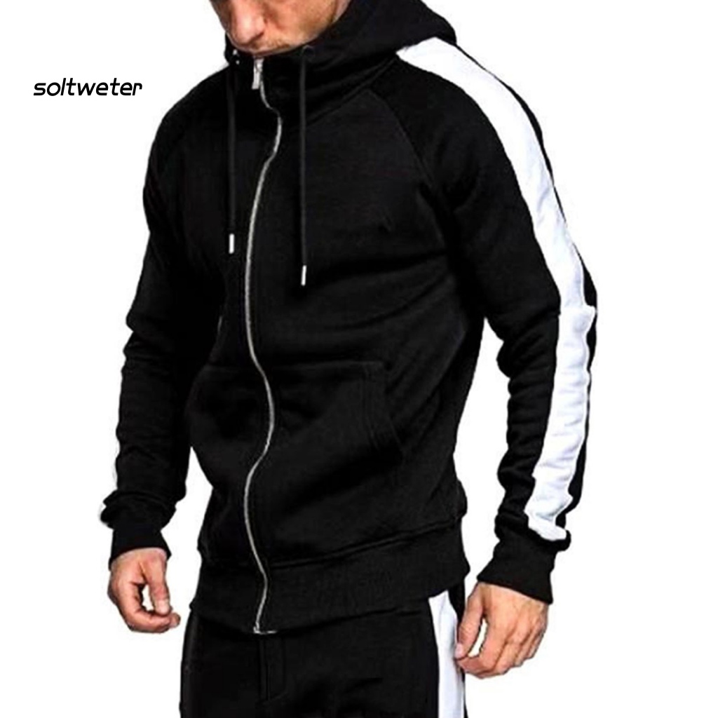 Bộ Đồ Thể Thao 2 Món Có Mũ Trùm Phối Màu Tương Phản Cá Tính Cho Nam