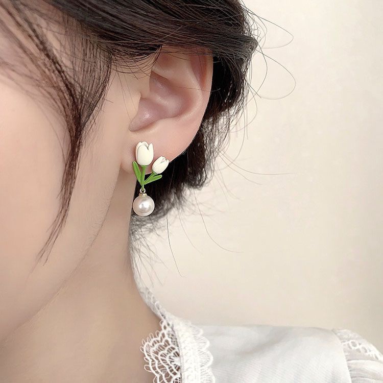 Bông Tai Đính Ngọc Trai Thiết Kế Nhỏ Nhắn Xinh Xắn Thời Trang Cho Nữ