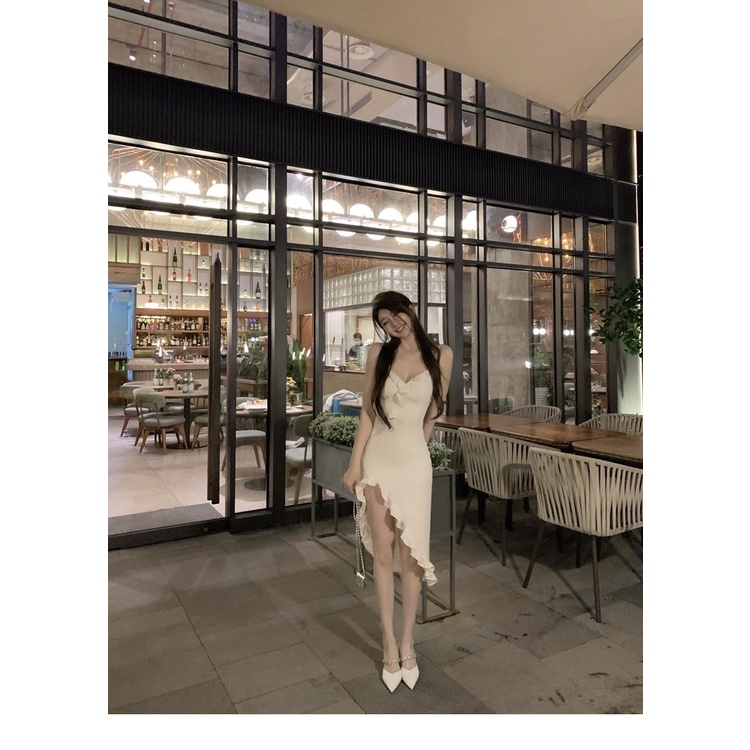 Đầm Đuôi Cá Dệt Kim Hai Dây Xẻ Tà Thời Trang Mùa Hè Cao Cấp Phong Cách Pháp Cho Nữ