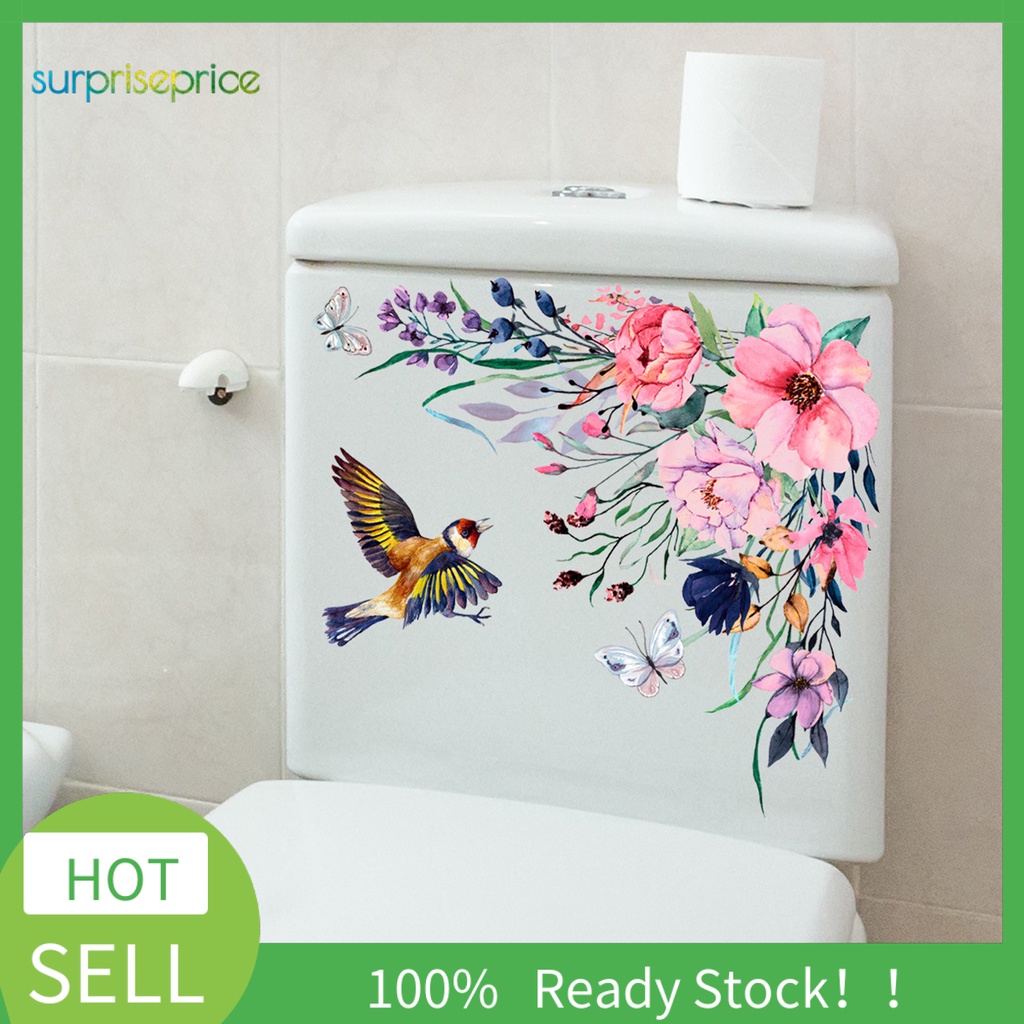 1 Bộ Miếng Dán Trang Trí Toilet Bằng PVC Tự Dính Hình Hoa Dễ Sử Dụng
