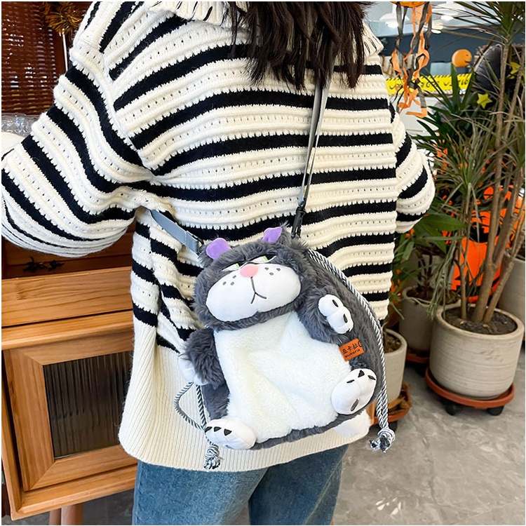 CHIC JOY Túi Đeo Chéo Hình Mèo Lucifer Nhồi Bông Phong Cách Hàn Quốc Dễ Thương Cho Nữ
