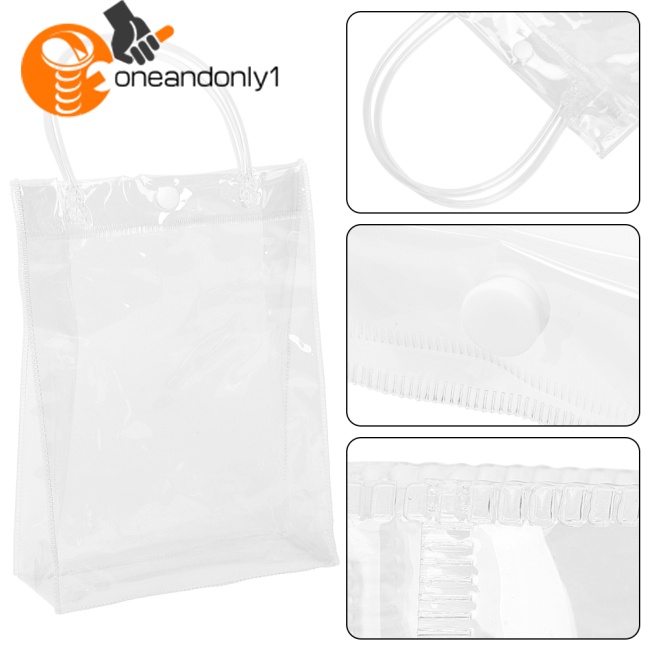 Set 10 Túi Tote Trong Suốt Có Tay Cầm Có Thể Tái Sử Dụng Kích Thước 23x17x7cm