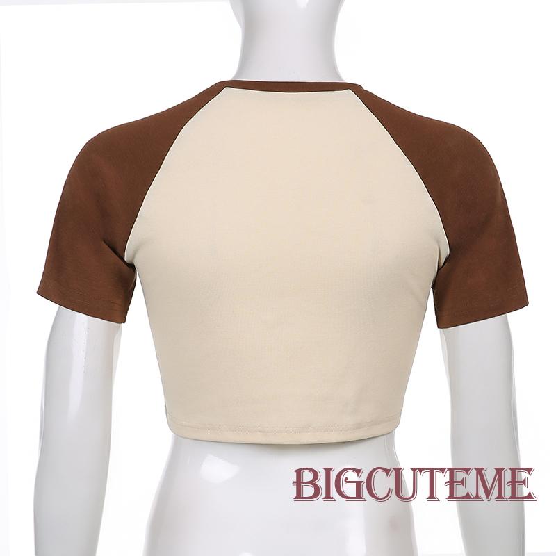 Áo Thun Lửng Ngắn Tay In Hình Thời Trang Nữ Tính