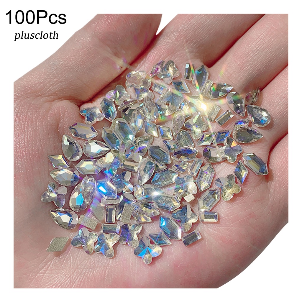 Túi 100 Hạt Đá Thủy Tinh Phẳng Trang Trí Móng Tay