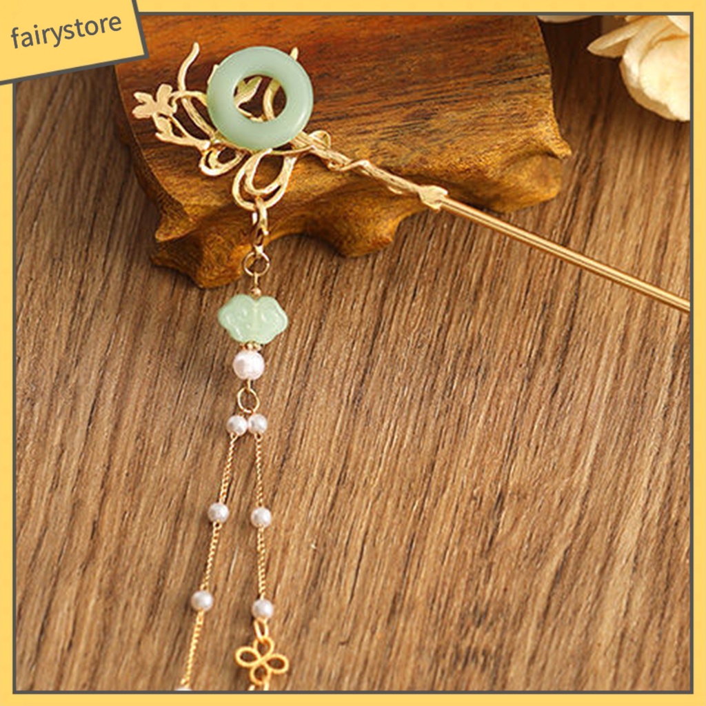 Trâm Cài Tóc Hình Chú Chim Đính Ngọc Trai Nhân Tạo Phối Tua Rua Phong Cách Cổ Điển