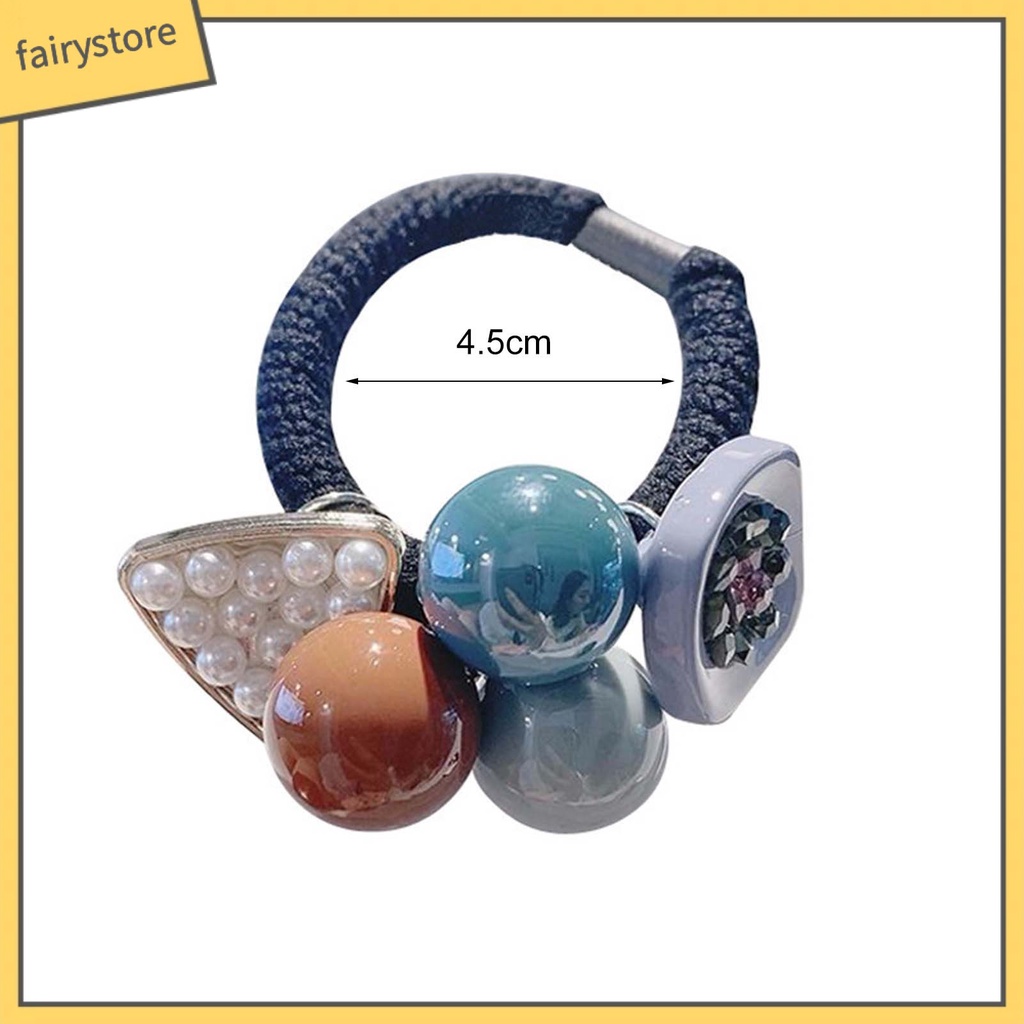 Set 4 Dây Cột Tóc Co Giãn Đính Đá Trang Trí Xinh Xắn