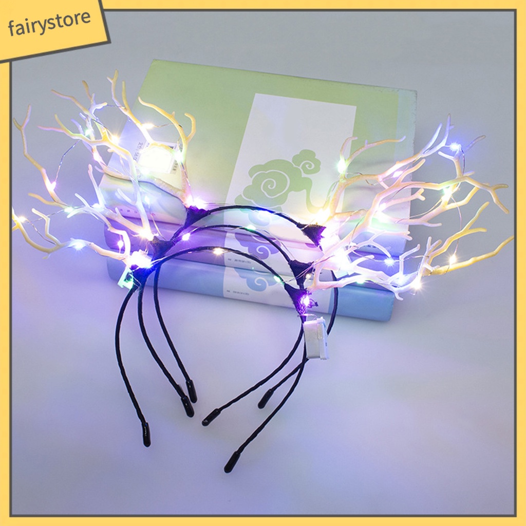 Băng Đô Cài Tóc Hình Sừng Hươu Có Đèn LED Phát Sáng Dành Cho Nữ