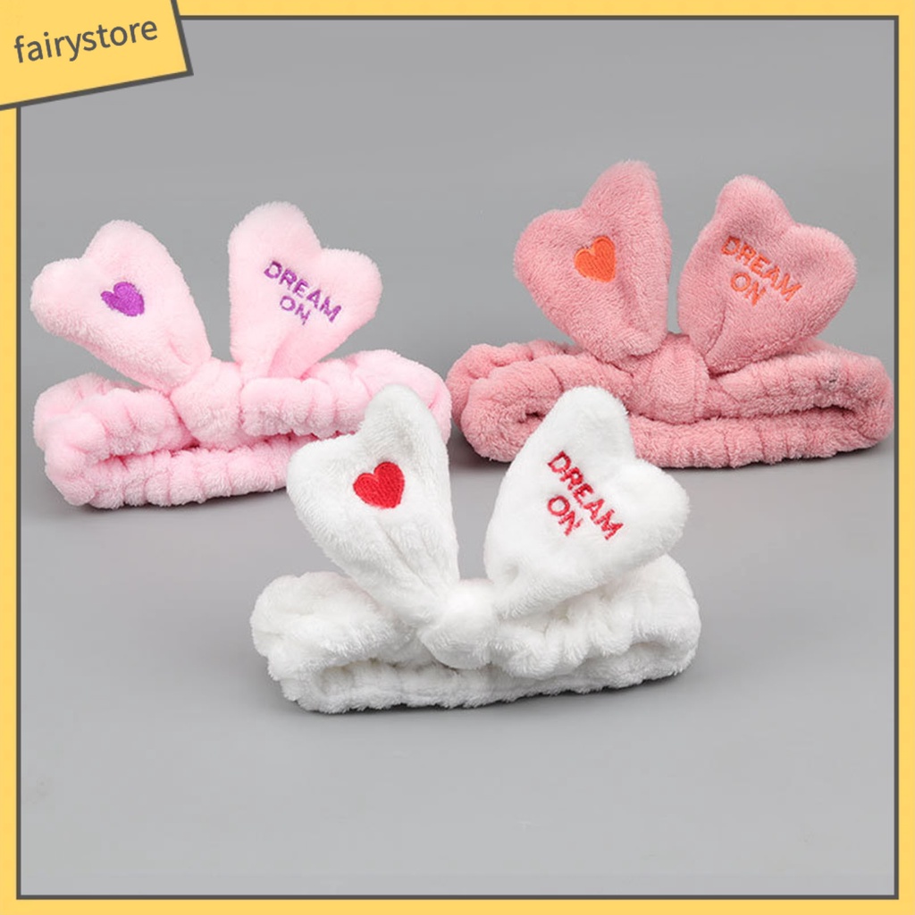 Băng Đô Cài Tóc Co Giãn Thêu Chữ / Trái Tim Thoải Mái Khi Rửa Mặt Cho Nữ