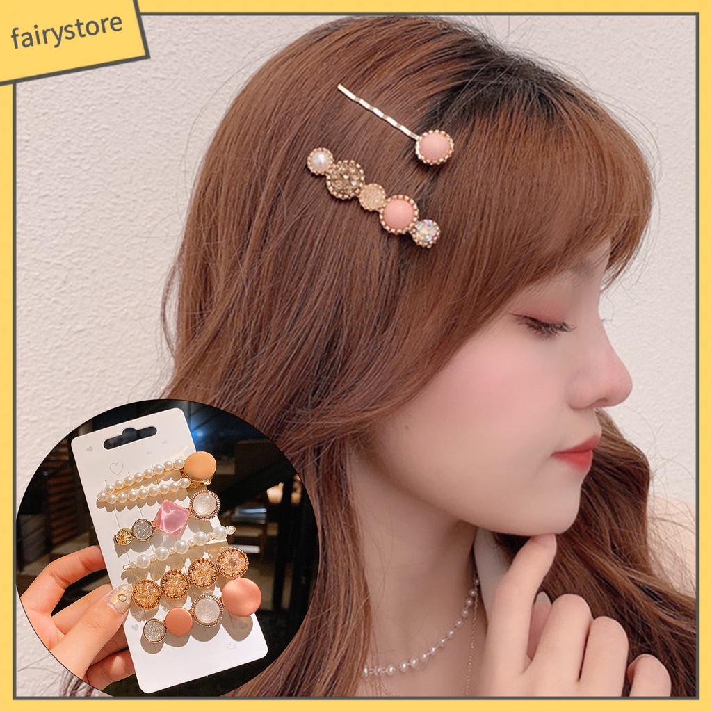 Kẹp Tóc Đính Đá / Ngọc Trai Giả Lấp Lánh Nhiều Kiểu Dáng Thanh Lịch